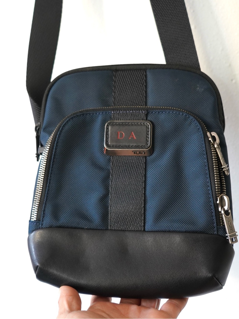 TUMI Alpha Bravo Barksdale Crossbody Bag - Navy Blue Black Leather 232309